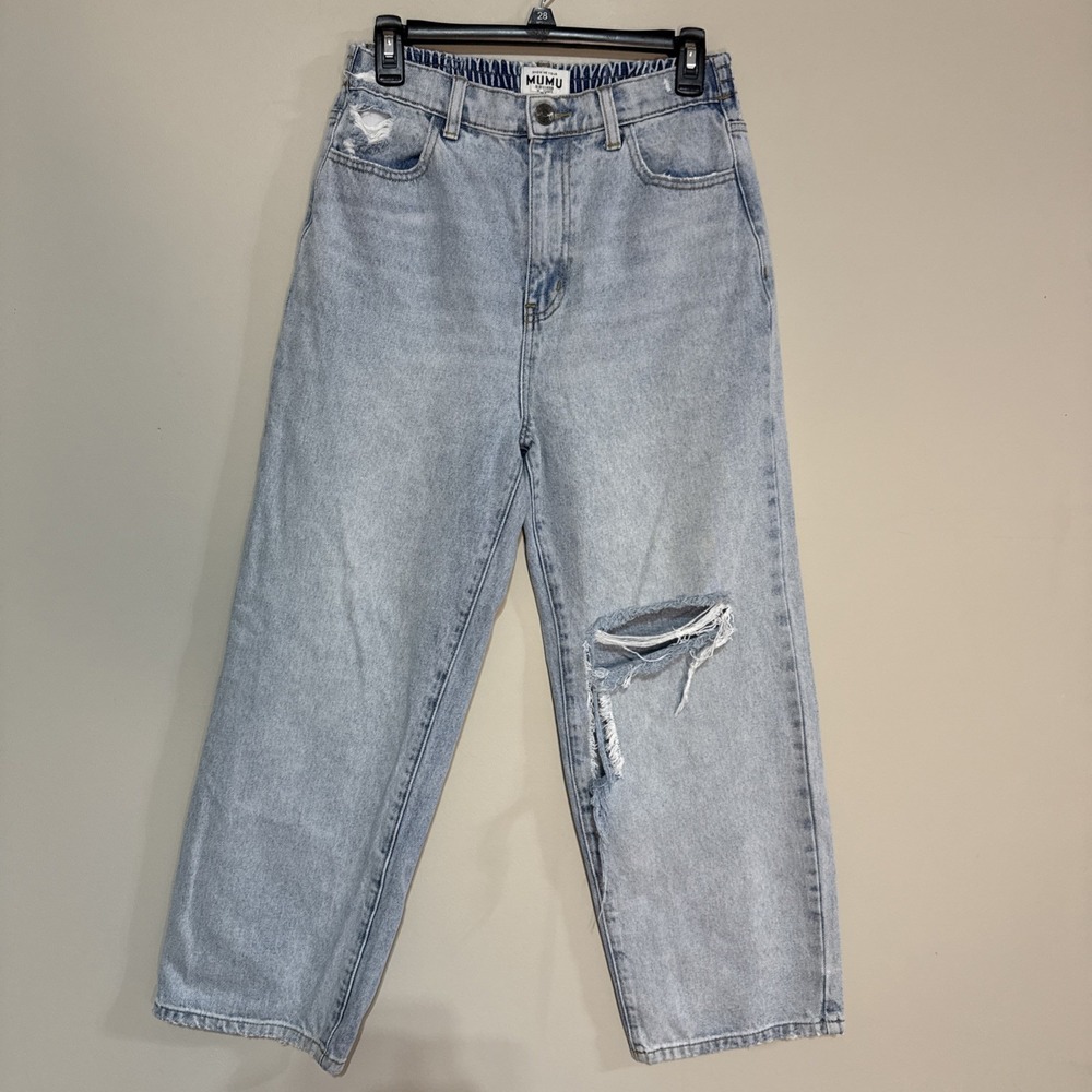 SHOW ME YOUR MUMU 90s Straight Jeans Women Size 26 Light Blue Acid wash #176